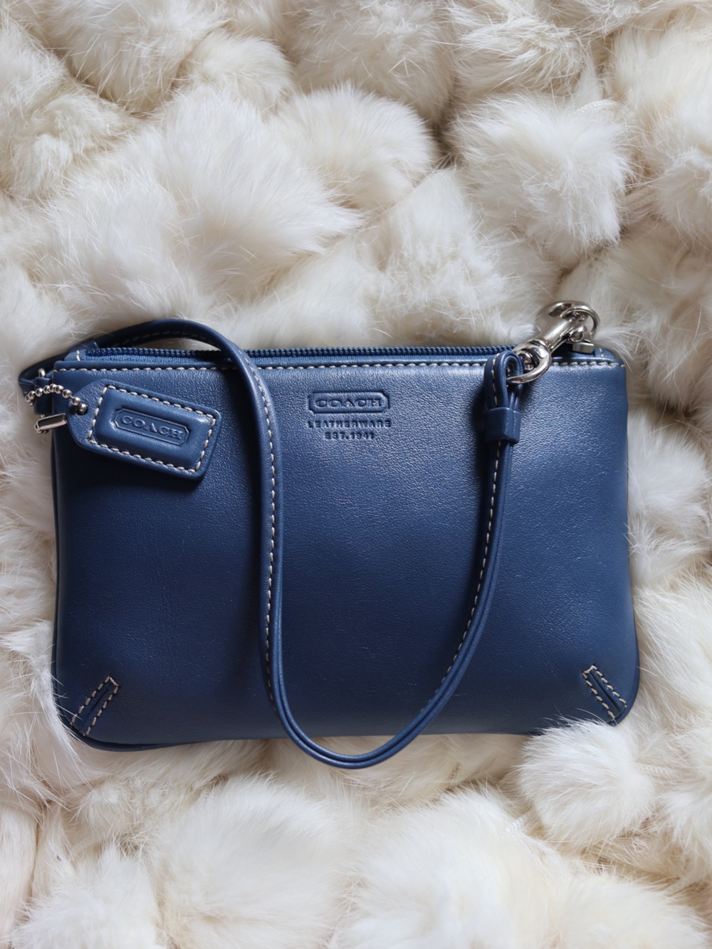 Vintage Coach blue wristlet